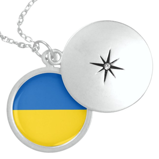 Ukrainian Flag (Ukraine)  Locket Necklace (Front)