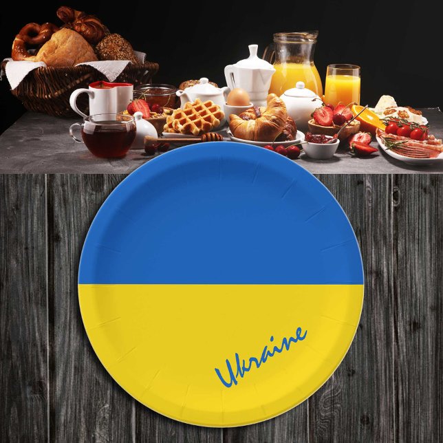 Ukrainian Flag & Ukraine - party, birthday /sports Paper Plates (Creator Uploaded)