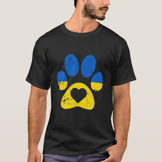 Ukrainian Flag Ukraine Paw Dog Patriot Save Ukrain T-Shirt (Front)