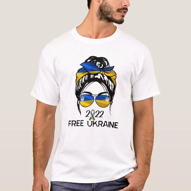 Ukrainian Flag, Ukraine Pride Women Messy Bun Free T-Shirt (Front)