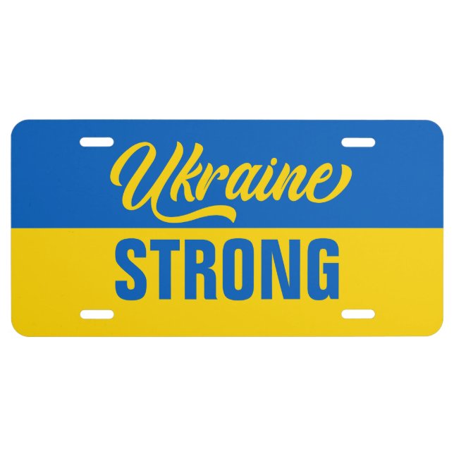 Ukrainian Flag Ukraine Strong License Plate (Front)