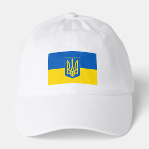 Ukrainian flag. Ukrainian Coat of Arms. Trident. Hat