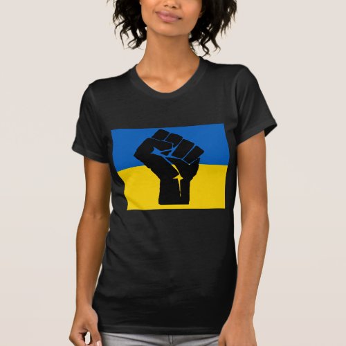 Ukrainian Flag with Black Fist T_Shirt