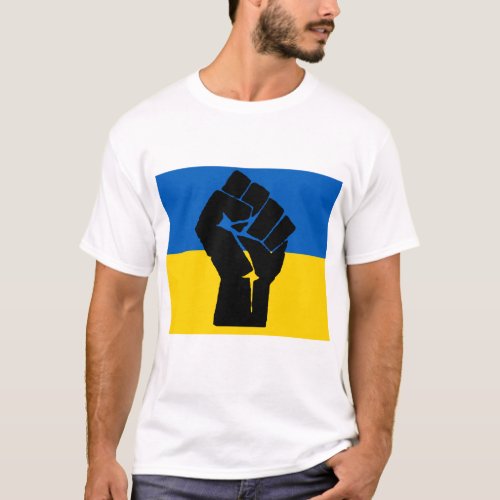 Ukrainian Flag with Black Fist T_Shirt