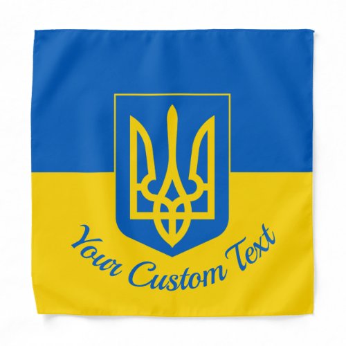 Ukrainian flag with coat of arms and custom text bandana