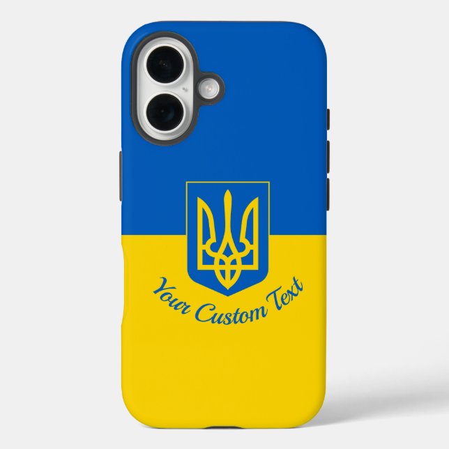 Ukrainian flag with coat of arms and custom text Case-Mate iPhone case (Back)