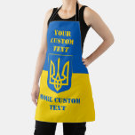 Ukrainian flag with coat of arms and text apron