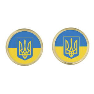 Ukrainian flag with coat of arms cufflinks