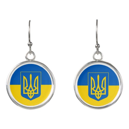 Ukrainian flag with coat of arms earrings