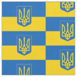 Ukrainian flag with coat of arms fabric