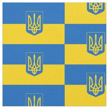 Ukrainian Flag With Coat Of Arms Fabric by maxiharmony at Zazzle