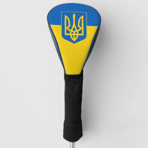 Ukrainian flag with coat of arms golf head cover