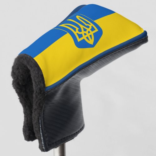 Ukrainian flag with coat of arms golf head cover