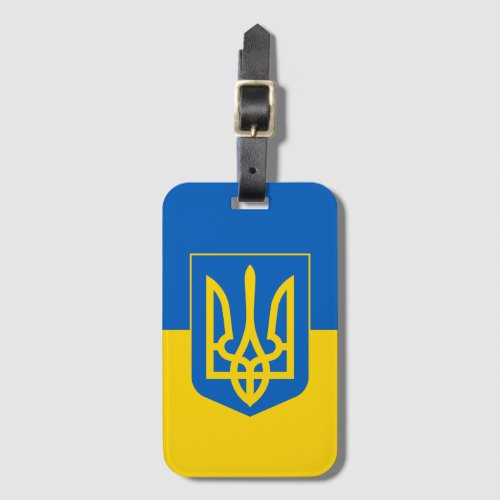 Ukrainian flag with coat of arms luggage tag