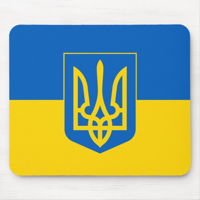 Ukrainian flag with coat of arms mouse pad (Front)