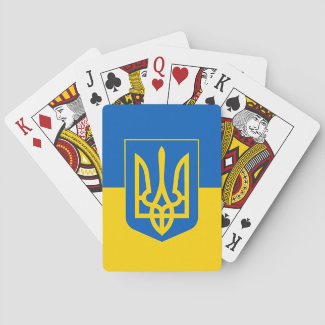 Ukrainian flag with coat of arms poker cards (Back)