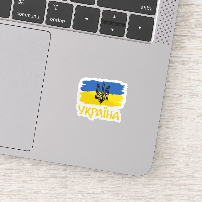 Ukrainian Flag With Coat Of Arms Sticker (Detail)