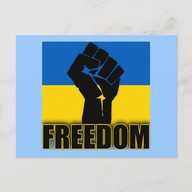 Ukrainian Flag with Fist for FREEDOM Postcard (Front)