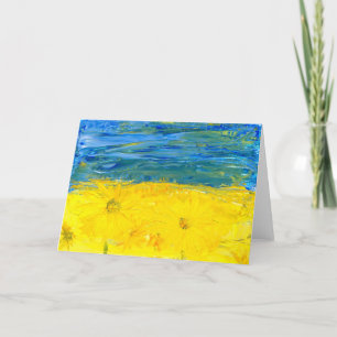 Ukrainian Flag with Sunflowers Blank Greeting Card