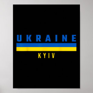 Ukrainian Flag With Text Ukraine- Kyiv In Capital  Poster