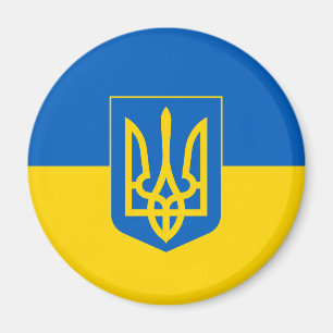 Ukrainian flag with the coat of arms magnet