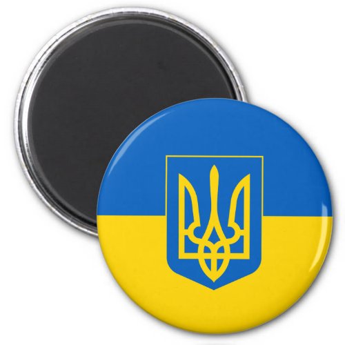 Ukrainian flag with the coat of arms magnet