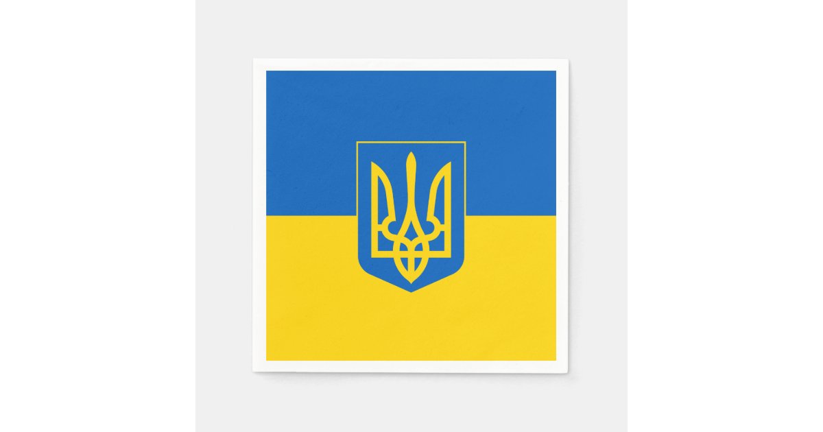 Ukrainian flag with the coat of arms napkins | Zazzle