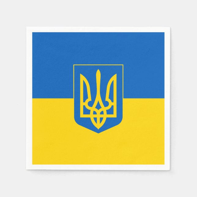 Ukrainian flag with the coat of arms napkins (Front)