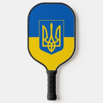 Ukrainian Flag With The Coat Of Arms Pickleball Paddle by maxiharmony at Zazzle