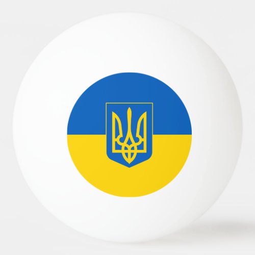 Ukrainian flag with the coat of arms ping pong ball