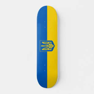 Ukrainian flag with the coat of arms skateboard