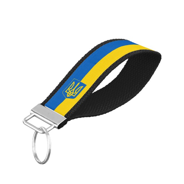 Ukrainian Flag wrist keychain, Ukraine / Tryzub Wr Keychain (Angled Down)