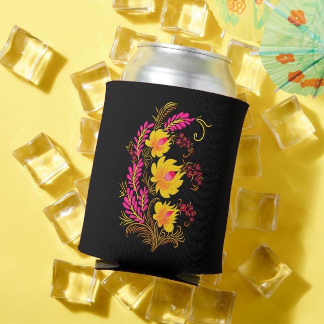 Ukrainian Floral Folk Art Can Cooler (In Situ Summer)