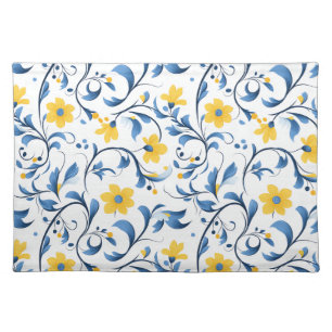 Ukrainian floral folk art motifs cloth placemat