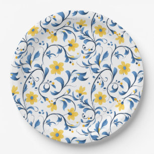 Ukrainian floral folk art motifs.  paper plates