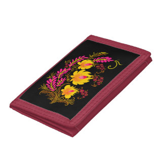 Ukrainian Floral Folk Art Trifold Wallet