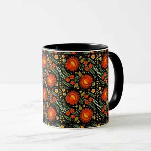 Ukrainian floral folk pattern mug