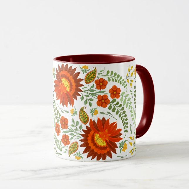 Ukrainian floral folk pattern. Ukraine  Mug (Front Right)