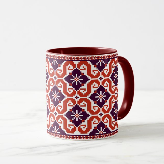 Ukrainian floral pattern mug (Front Right)