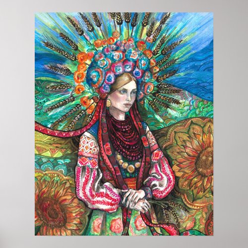 Ukrainian Flower Crown Poster