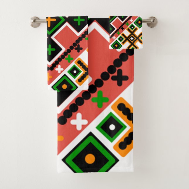 Ukrainian Folk Art Inspired Bath Towel Set (Insitu)