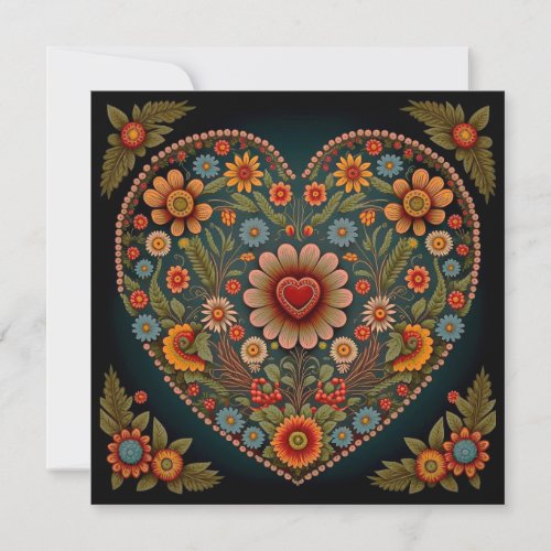 Ukrainian Folk Art _ Inspired Heart in Multi Color