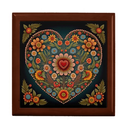 Ukrainian Folk Art _ Inspired Heart in Multi Color Gift Box