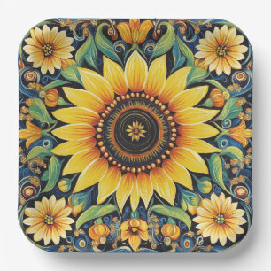 Ukrainian folk art paper plates