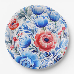 Ukrainian folk art pattern paper plates