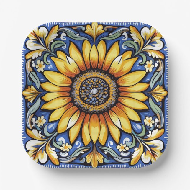 Ukrainian folk art pattern paper plates (Front)