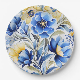 Ukrainian folk art pattern paper plates