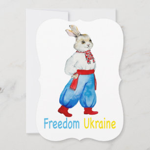 Ukrainian folk costume watercolor stylized rabbit invitation