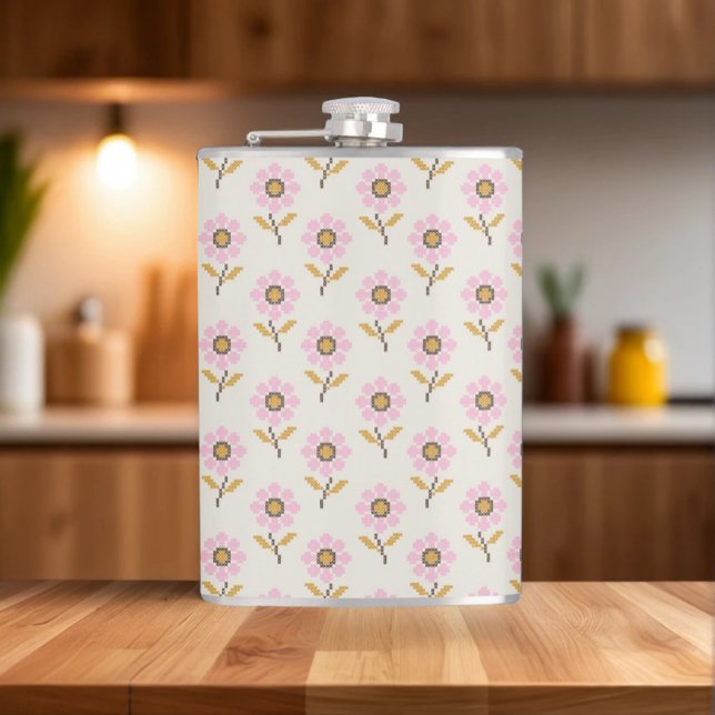 Ukrainian Folk Cross Stitch Floral Pattern Flask (Creator Uploaded)