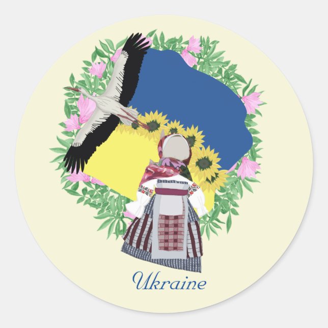 Ukrainian Folk Doll, doll amulet. Motanka.  Classic Round Sticker (Front)